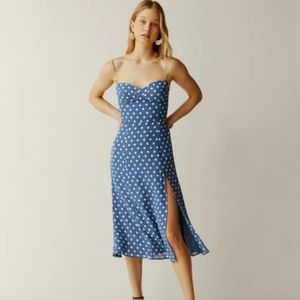 Reformation Juliette dress in Lazuli Blue polka dots